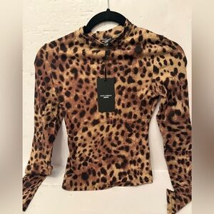 Dolce & Gabbana x Skims Animal Print Long Sleeve Top